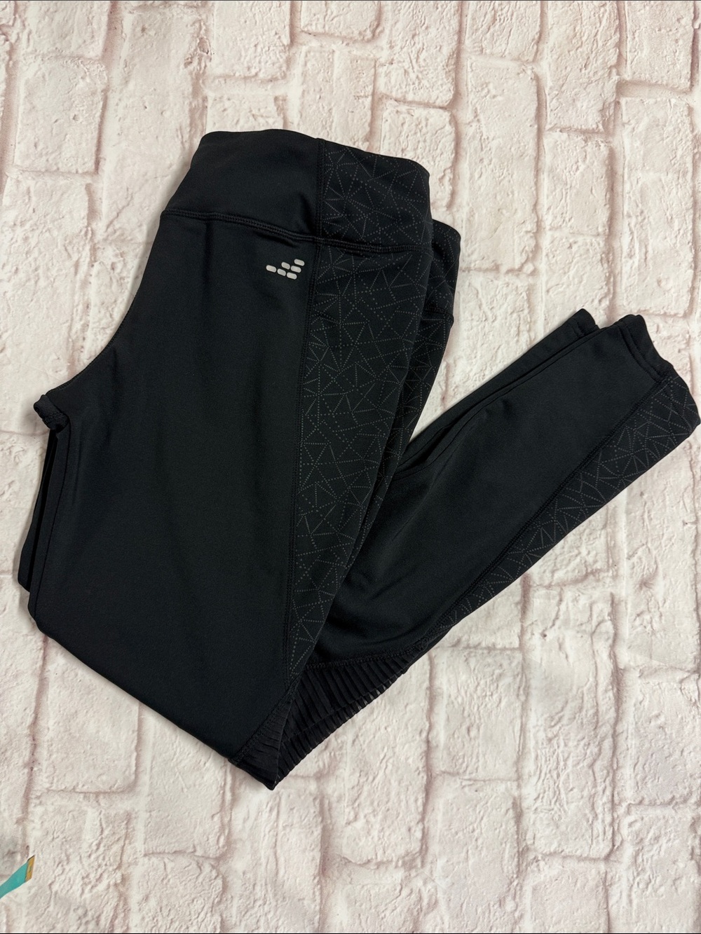 bcg Black Women’s Leggings with Textured Side Panels with zip pocket